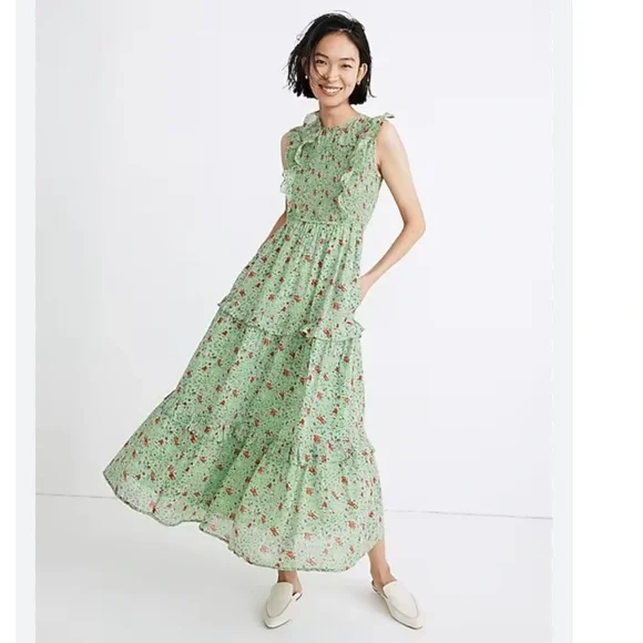 banjanan iris green midi dress floral size XL C9 - Picture 1 of 5